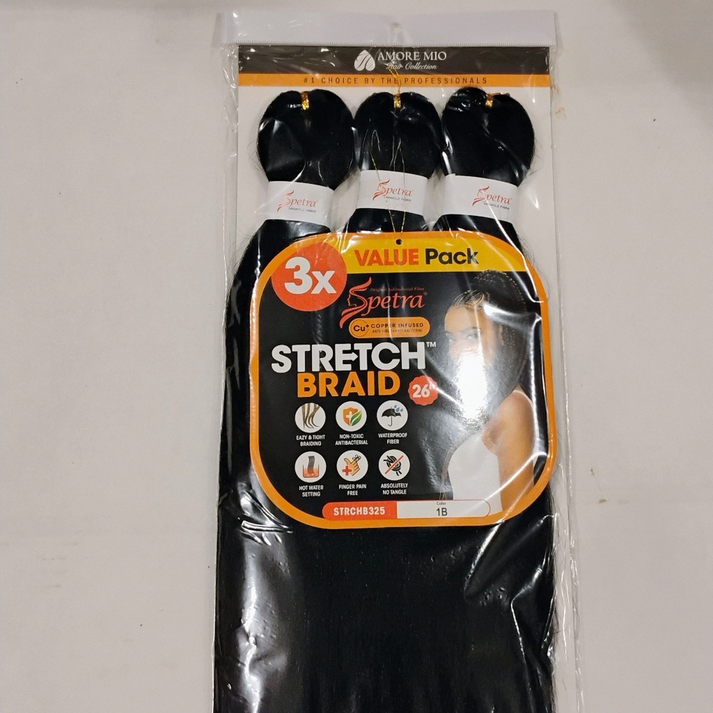 Stretch Braid Hair Extensions Color 1B - Picture 5 of 6